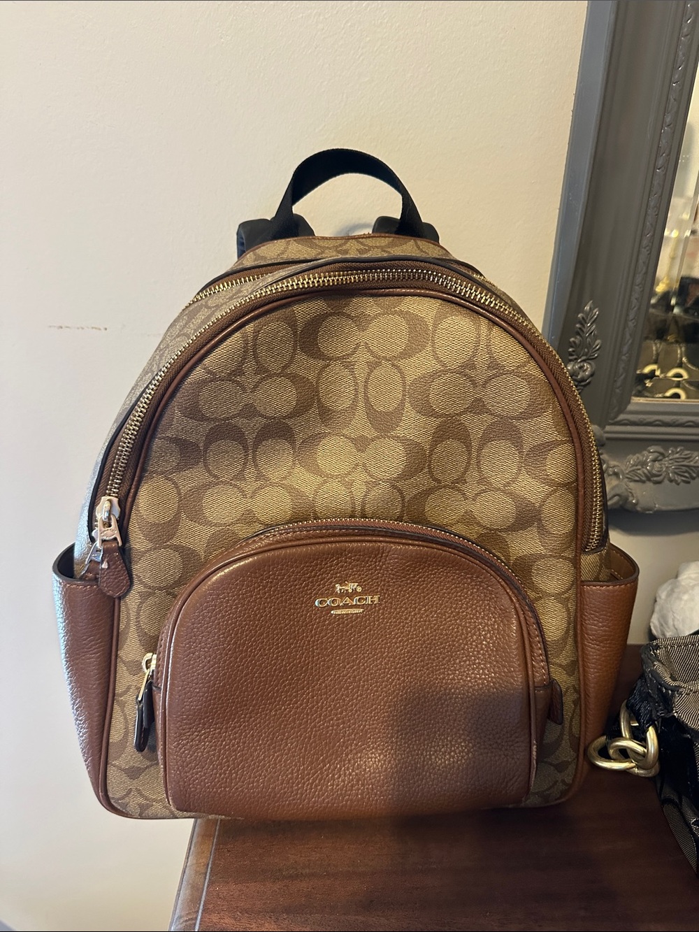 Coach Brown/Tan Signature Canvas Backpack